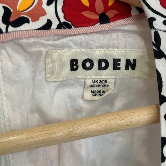 BODEN Cotton Mini Shift Dress Enchanted Bloom Floral Red Orange UK 20 US 16 18 - Picture 3 of 9